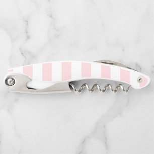 Corkscrew Bottle Opener Pink & White Stripe