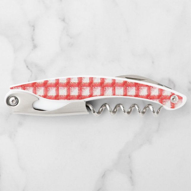 Corkscrew Bottle Opener Red and White (Front)