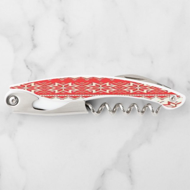 Corkscrew Bottle Opener Red and White (Front)