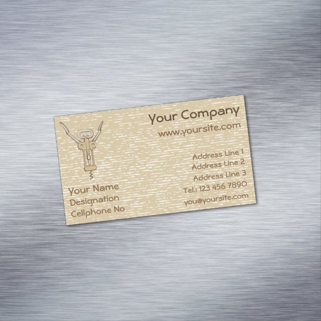 Corkscrew Business Card Magnet (In Situ)