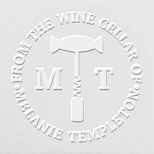Corkscrew “From the Wine Cellar of” Name 2 Initial Embosser