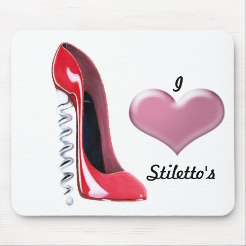 Corkscrew Heel Red Stiletto Shoe Art Mouse Pad