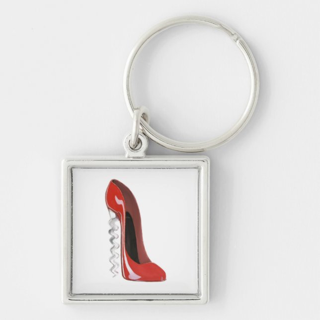 Corkscrew Heel Red Stiletto Shoe Keychain (Front)