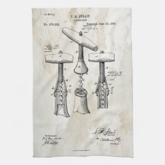 Corkscrew Patent Print 1883 Towel