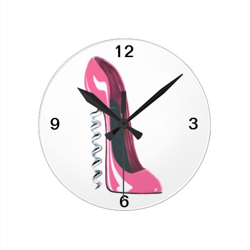 Corkscrew Pink Stiletto Shoe Wall Clock | Zazzle