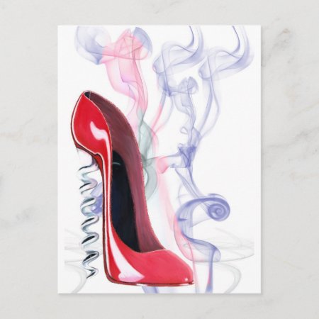 Corkscrew Red Stiletto Shoe Postcard