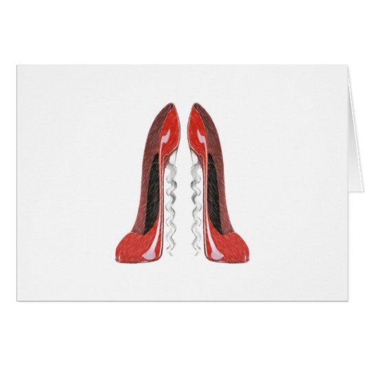 Corkscrew Red Stiletto Shoes Cards (Front Horizontal)