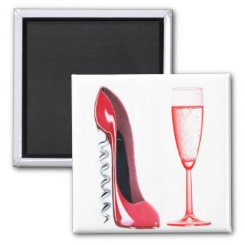 Corkscrew Shoe And Champagne Glass Magnet by shoe_art at Zazzle
