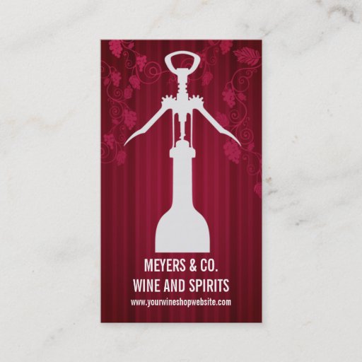Customizable Corkscrew Wine Shop Business Card Templates