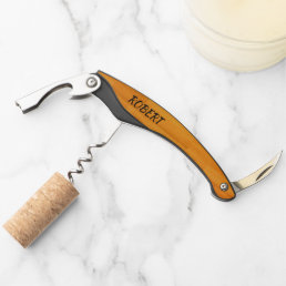 Corkscrew with Knife add Name in Black Gift