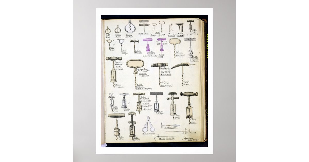 Corkscrews, from a trade catalogue of domestic goo poster | Zazzle