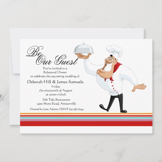 Corky Chef Rehearsal Dinner Party Invitation (Front)