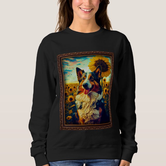 Corman Shepherd Painting Sunflower Flower Mom Wome Sweatshirt (Front)