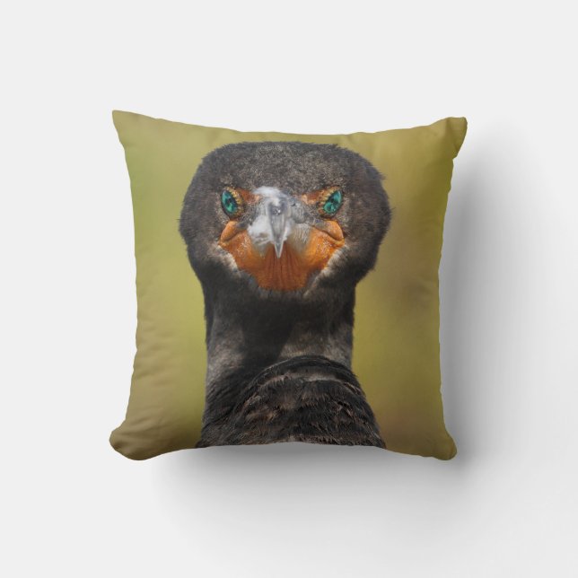Cormorant Attitude Throw Pillow (Front)