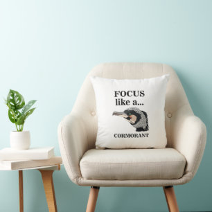 Cormorant Bird Focus Like A Cormorant Throw Pillow