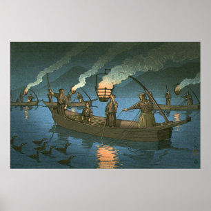 Cormorant Fishing Kawase Hasui 1954 Poster