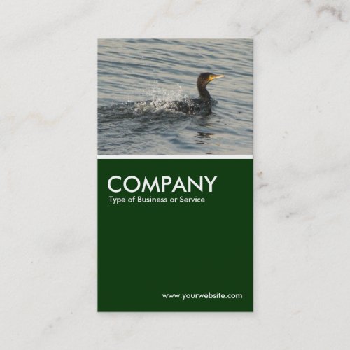 Cormorant Learning to Swim _ Dark Green Business Card