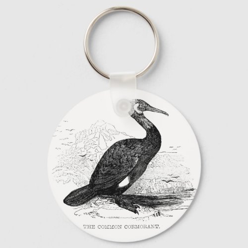 Cormorant Vintage Bird Wildlife Drawing Keychain