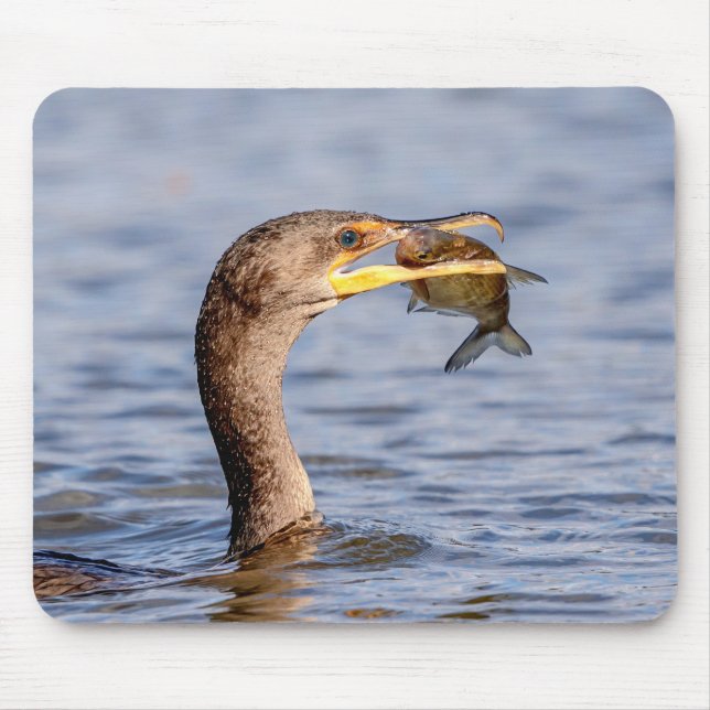Cormorant with a fish mouse pad (Front)