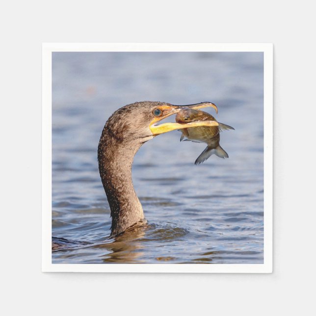 Cormorant with a fish paper napkins (Front)