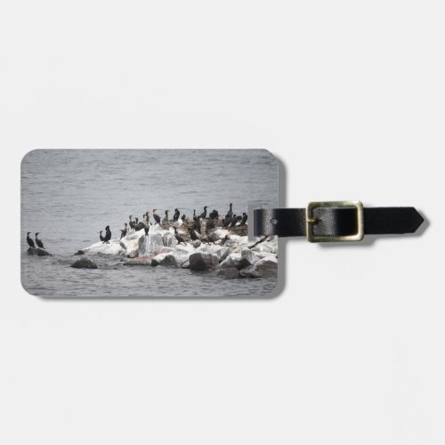 Cormorants on the island of the river luggage tag