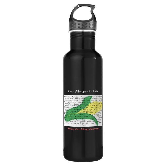 Corn Allergen List - Water Bottle (Front)
