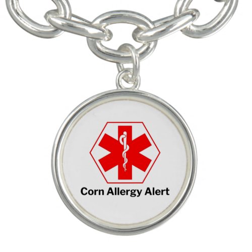 Corn Allergy Alert Charm Bracelet