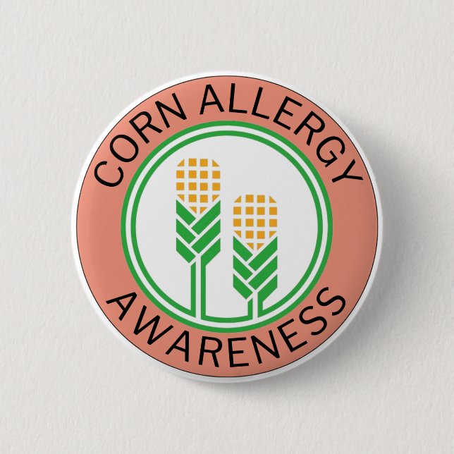 Corn Allergy Awareness Peach Logo Button (Front)