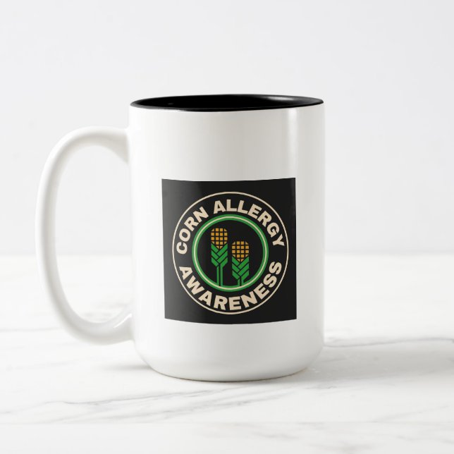 Corn Allergy Awareness Two-Tone Coffee Mug (Left)