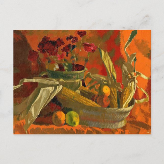Corn and Oranges, still life painting, Postcard (Front)