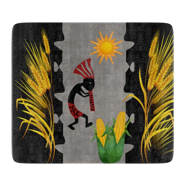 Corn and Wheat Harvest Kokopellii Cutting Board (Front)