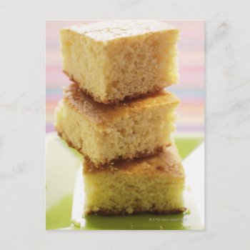 Corn Bread  Cut Into Cubes (in A Pile) Postcard by prophoto at Zazzle