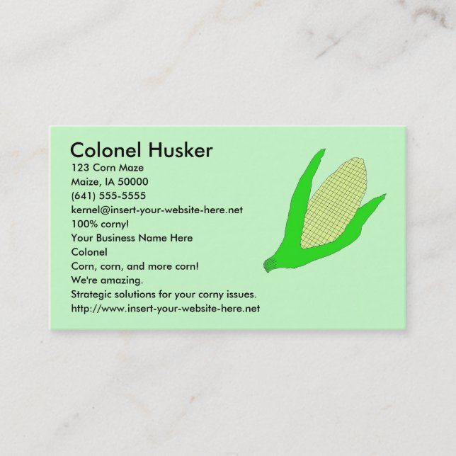 Corn Business cards—new version Card (Front)