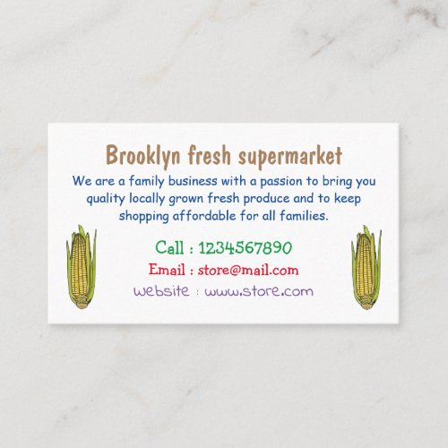 Corn cartoon illustration business card