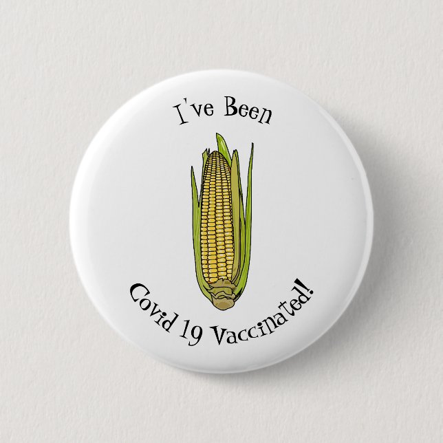 Corn cartoon illustration button (Front)