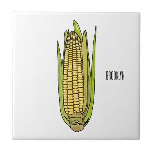 Corn cartoon illustration  ceramic tile