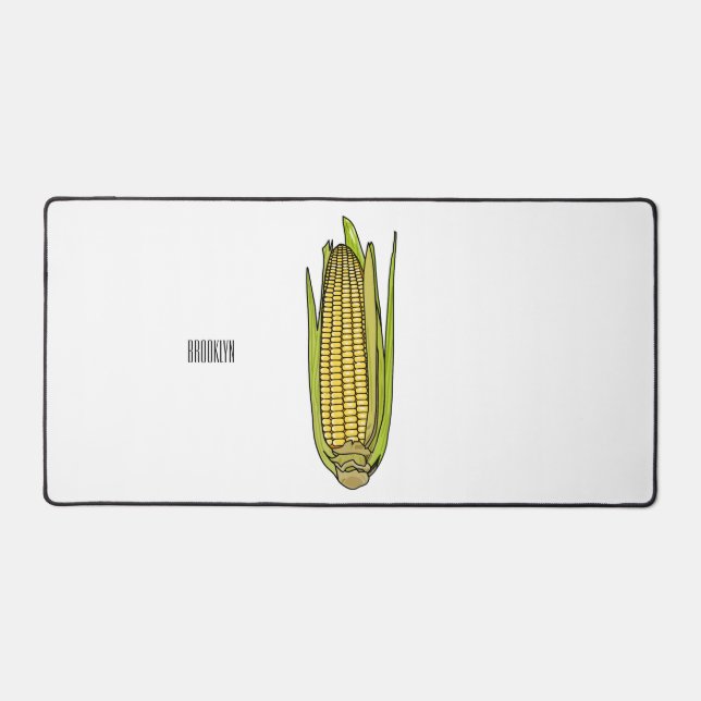 Corn cartoon illustration  desk mat (Front)