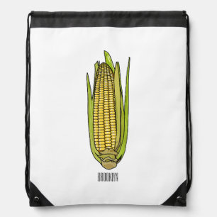 Corn cartoon illustration drawstring bag