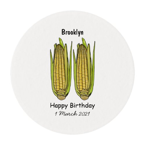 Corn cartoon illustration edible frosting rounds