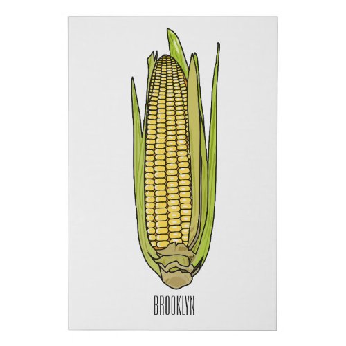 Corn cartoon illustration  faux canvas print