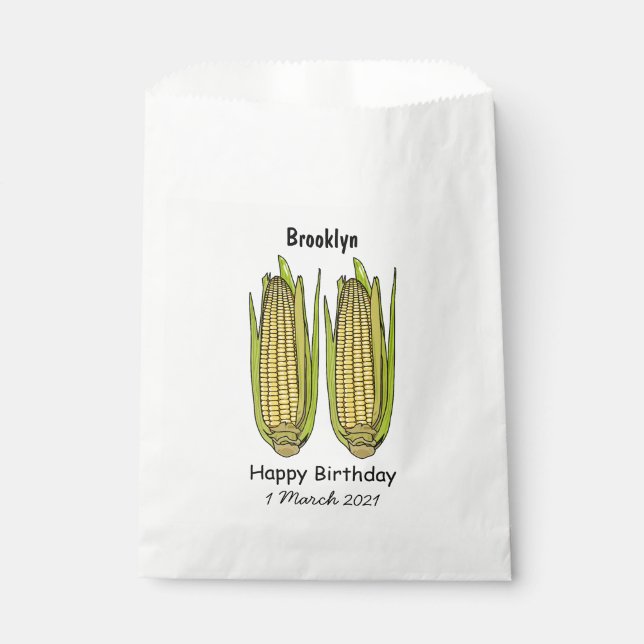 Corn cartoon illustration favor bag (Front)
