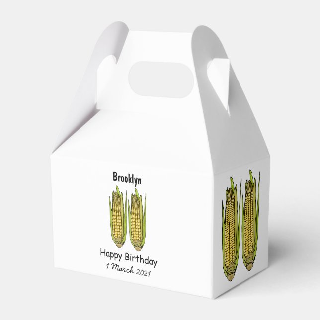 Corn cartoon illustration favor boxes (Front Side)