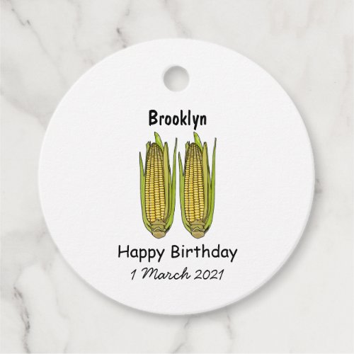 Corn cartoon illustration favor tags