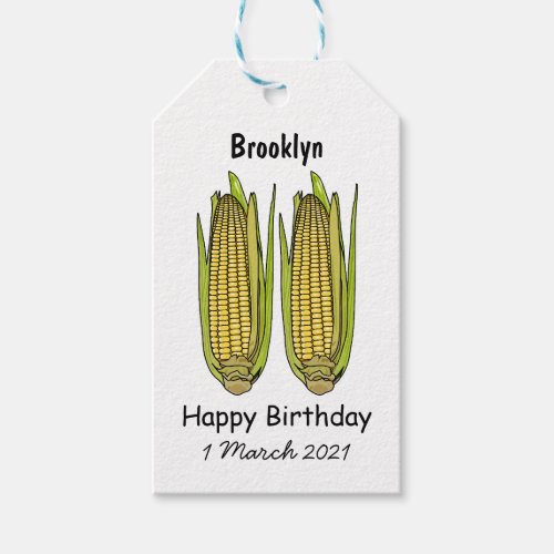 Corn cartoon illustration gift tags