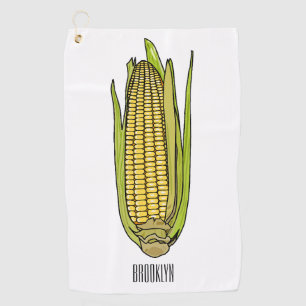 Corn cartoon illustration  golf towel