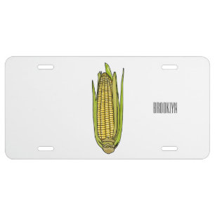 Corn cartoon illustration  license plate
