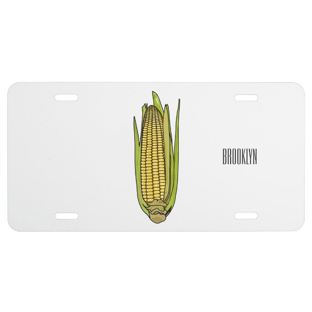 Corn cartoon illustration  license plate (Front)