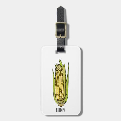 Corn cartoon illustration luggage tag