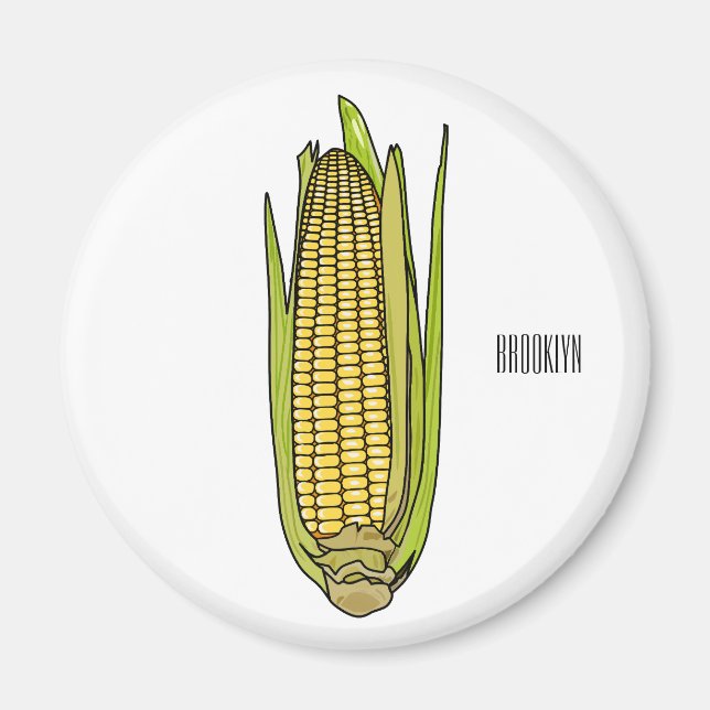 Corn cartoon illustration  magnet (Front)
