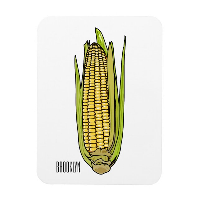 Corn cartoon illustration  magnet (Vertical)